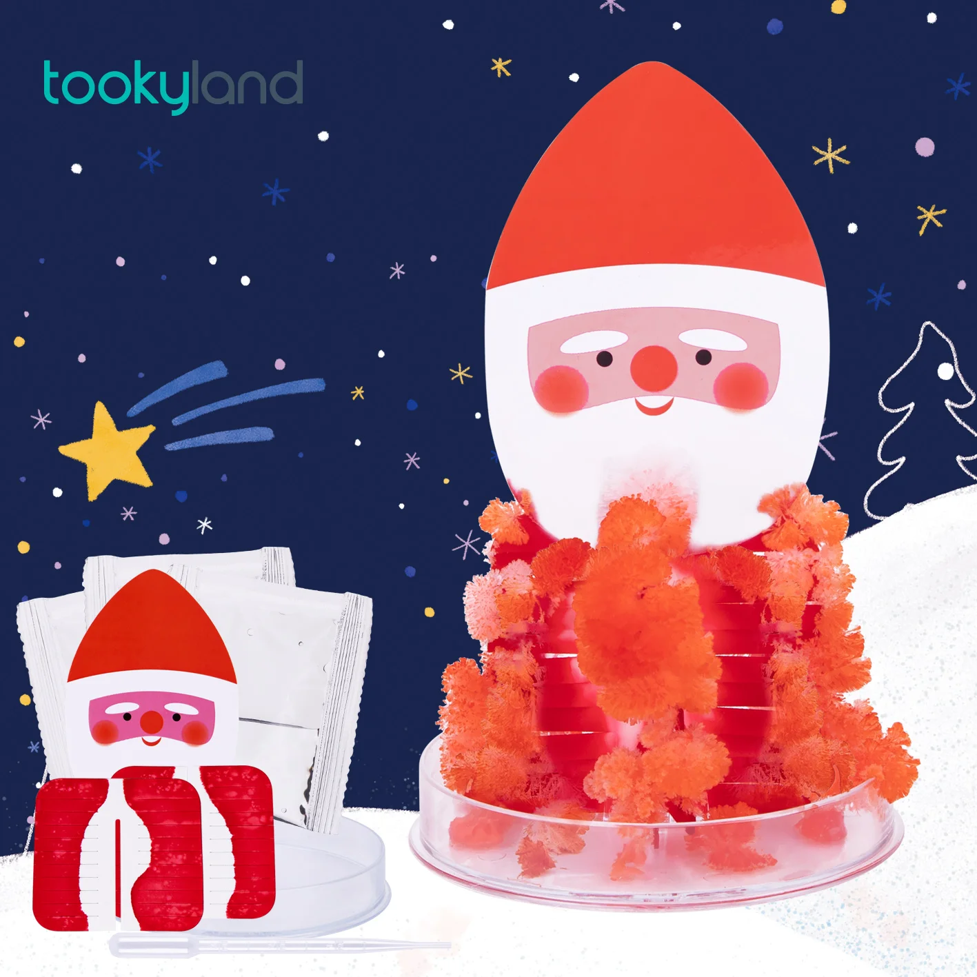 Visual DIY Magic Paper Growing Crystal Christmas Tree Santa Art Craft Novelty Toys Gifts for Kids