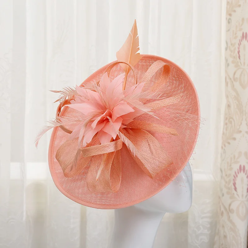 Wholesale ladies horse racing festive party top hats women sinamay feather church wedding hats