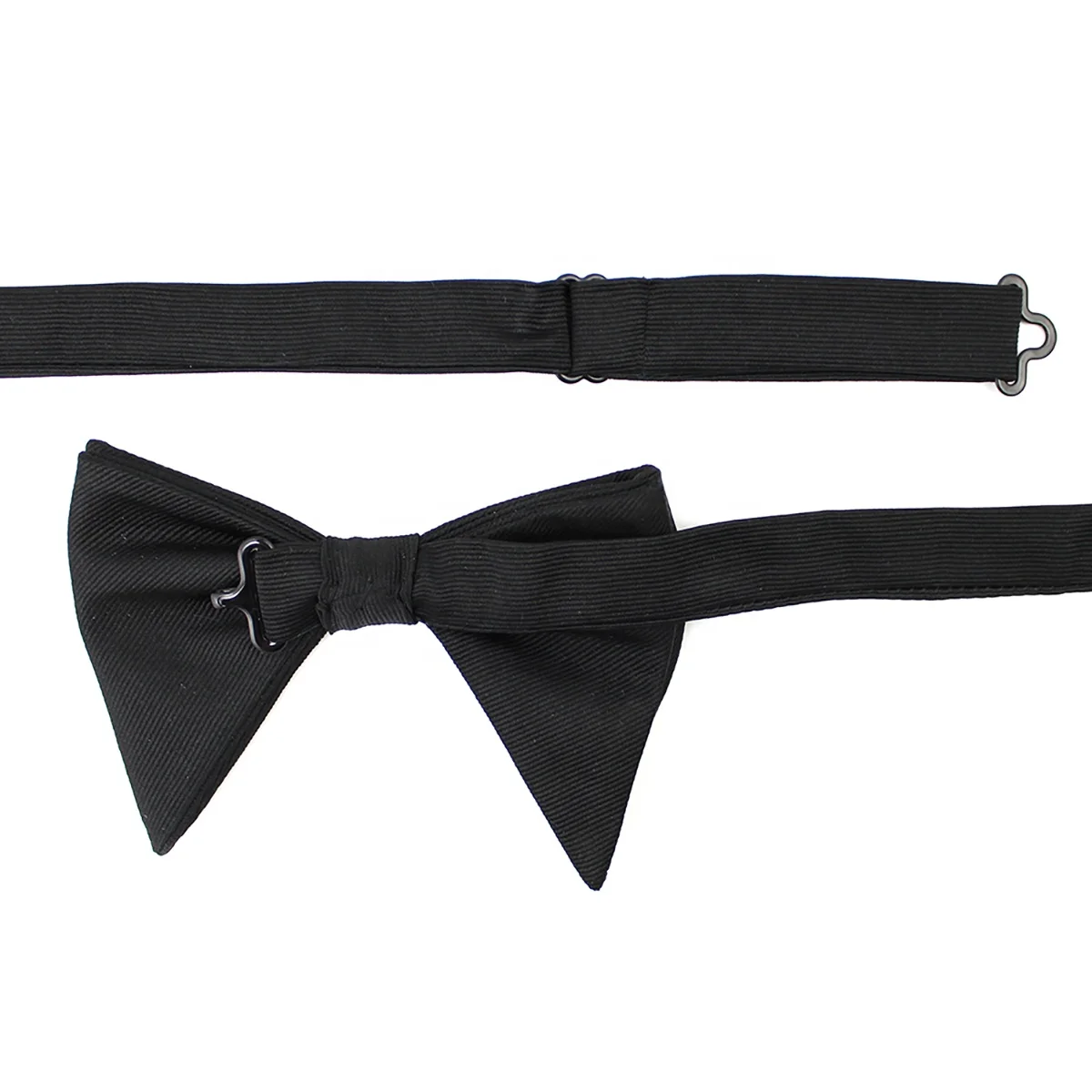Noeud Papillon ручной работы роскошные чистого шелка с большим декоративным бантом партии Repp сплошной цвет черный Pretied Регулируемый больших размеров для мужчин есть большие галстуки