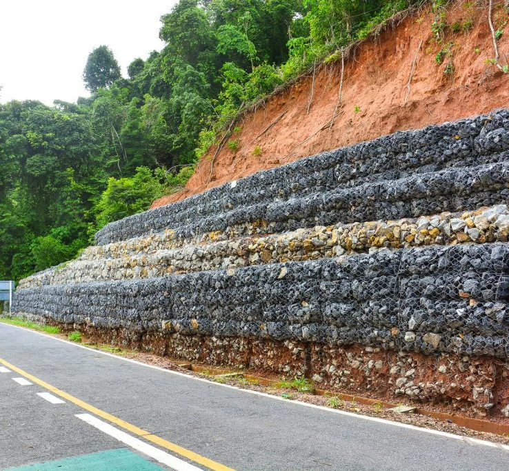 Gabion Cage Горячая оцинкованная проволочная сетка 8*10 см габионная коробка Подпорная стенка корзина с ПВХ покрытием 2x1x1 м