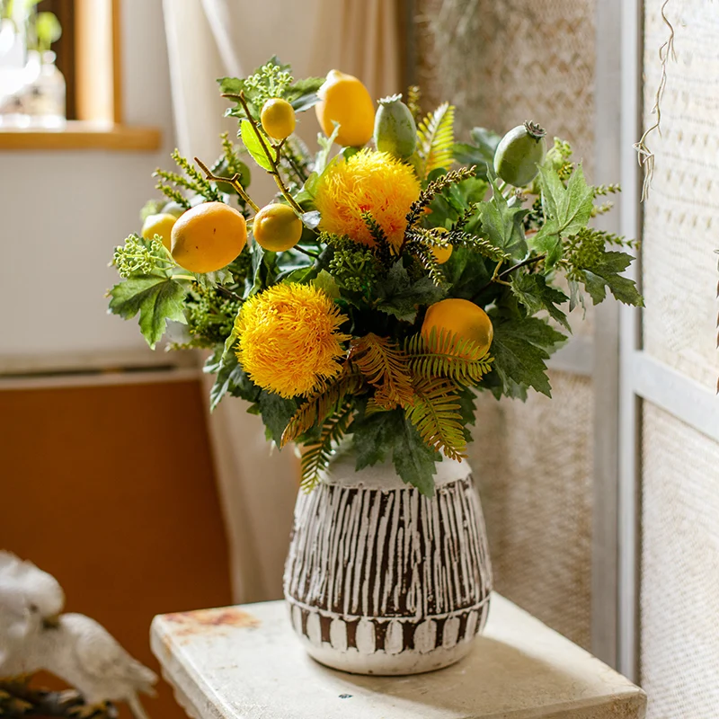 Lemon Branch Flower  Set Home Artificial  Decoration Flower Handmade Artificial Flower Bunch