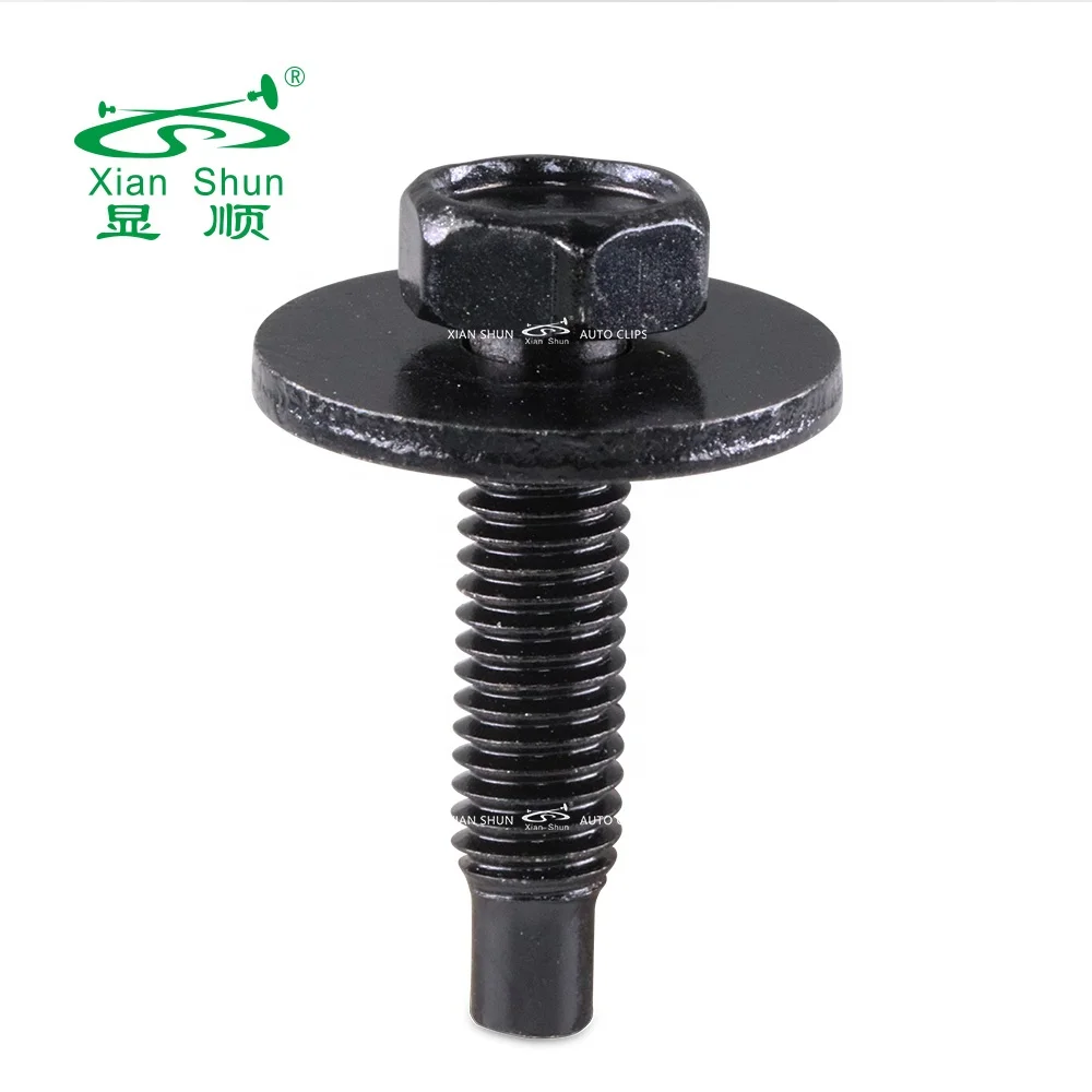 Xianshun car clip Metal screw full bearing hexagon washer stainless steel black coating for auto vehicle and household