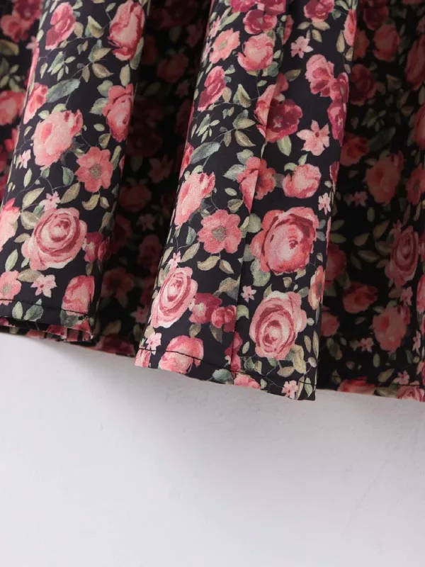 qz2490 women vintage holiday floral print a-line skirt ladies spring autumn long skirts saias women clothing