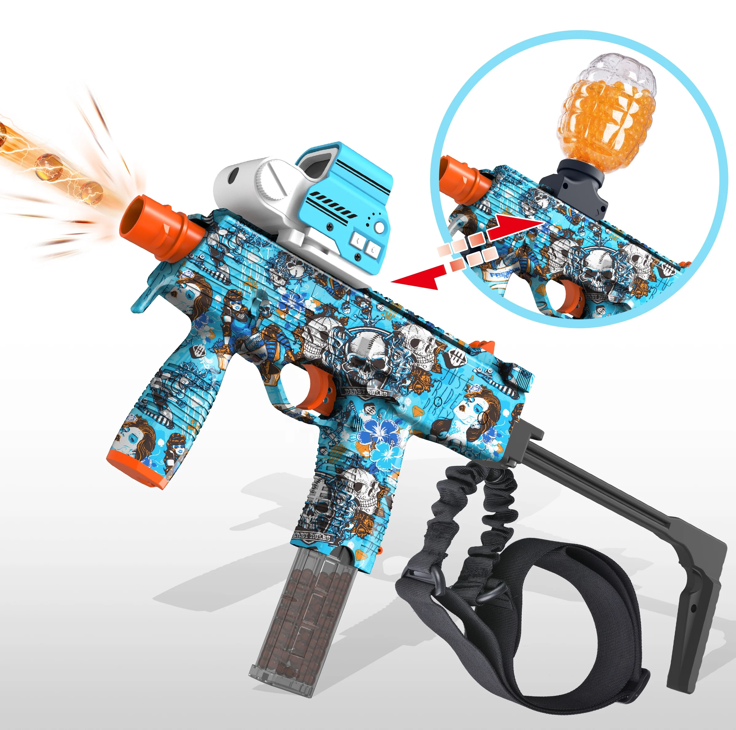 MP9 игрушечный пистолет, детский игрушечный пистолет, уличная электрическая игрушка, пластиковый пистолет, синий