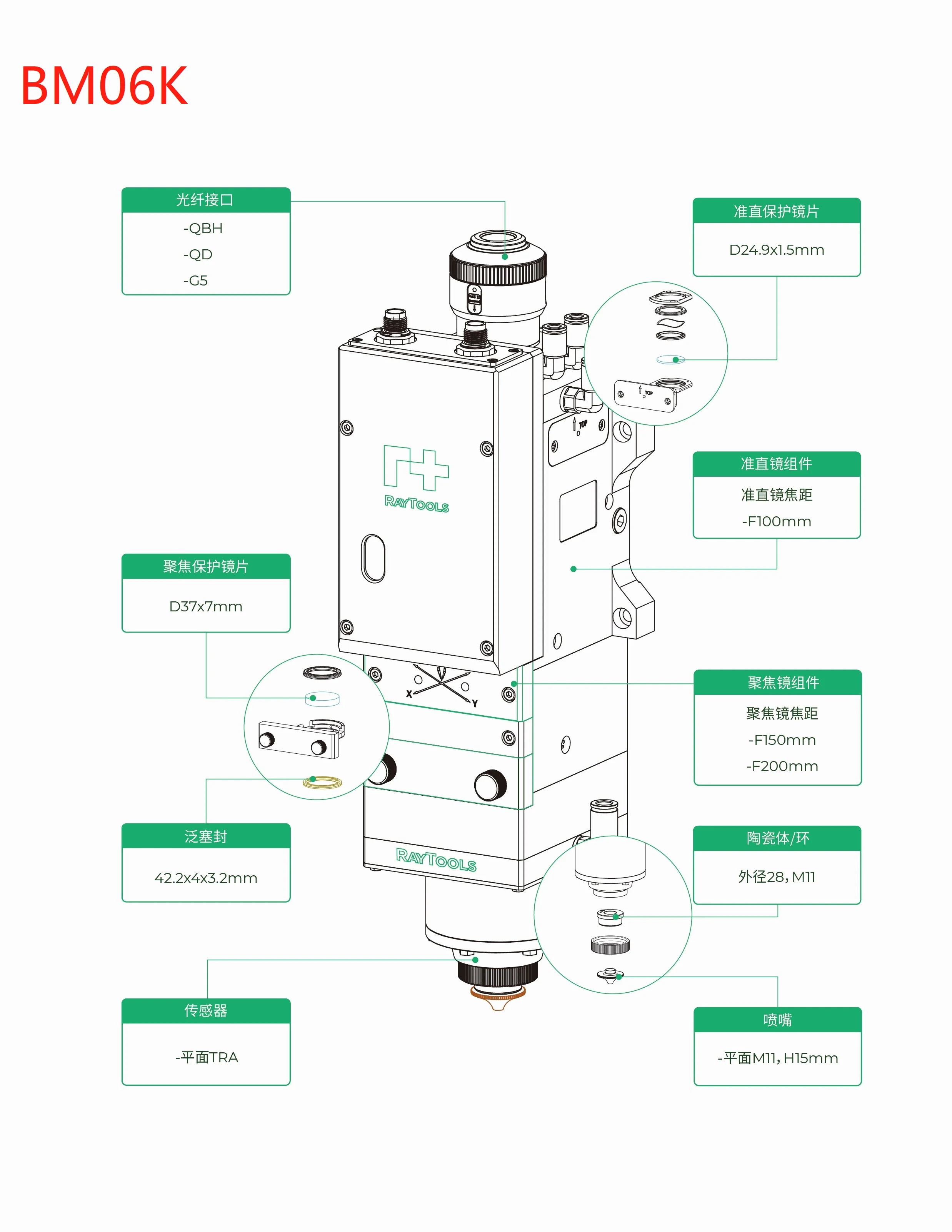 RAYTOOLS BM06K Series 6KW Auto-Focusing Laser Cutting Head for laser cutting machine