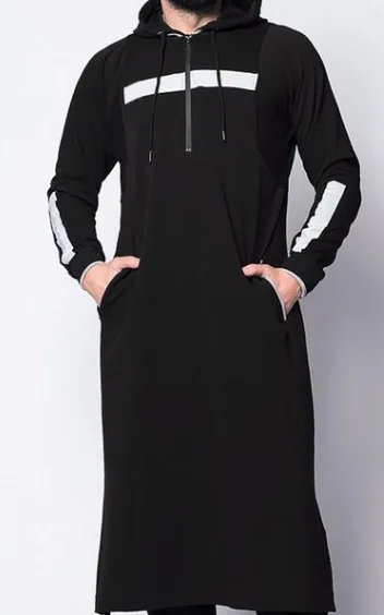 Hot sale thobe muslim with zipper and size pocket men thobe islamic