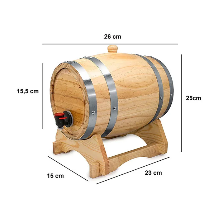 High quality 2 Liters Handcrafted using American Oak Aging Whiskey beer wine wooden Barrel for wine