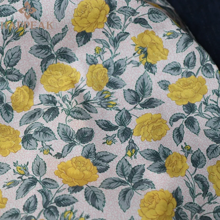 HAPPEAK wholesale 100% cotton floral tana lawn rose fabric custom digital print Liberty London fabric for dress