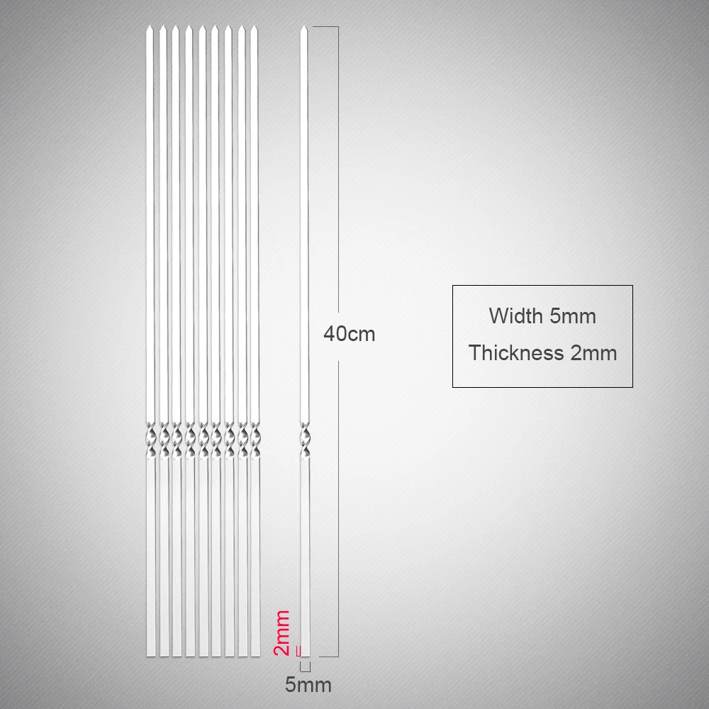
10 Pieces New 16 Inches 40cm 304 Stainless Steel flat BBQ Skewer Long Metal Grilling Skewer Stick 