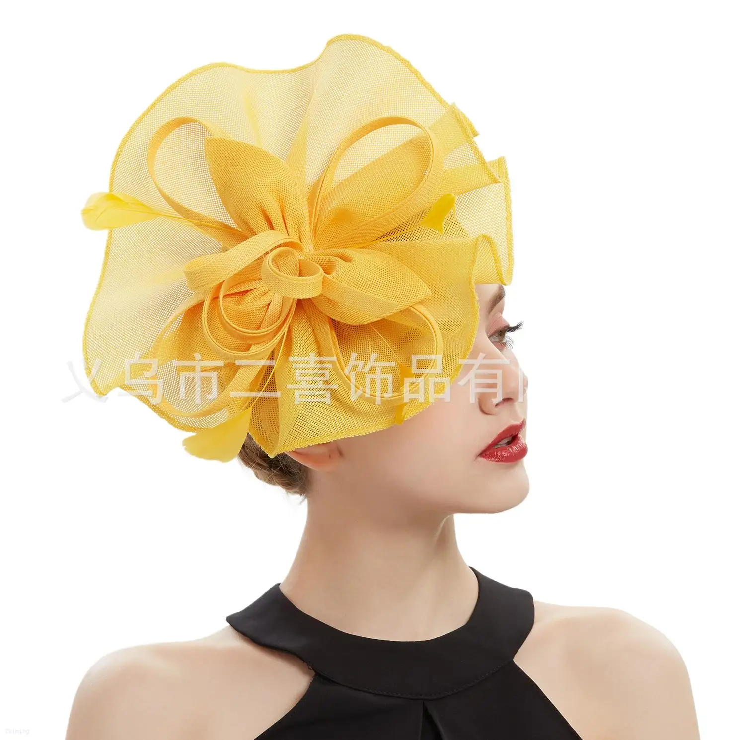 New cross-border hemp top hat European and American bride headflower exaggerated hair accessories racing festival headwear