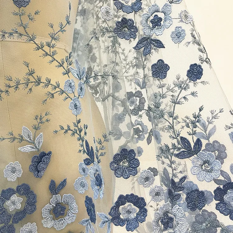 Multicolor 3D Embroidered Flower Lace Fabric Wedding Dress Costume Fabric