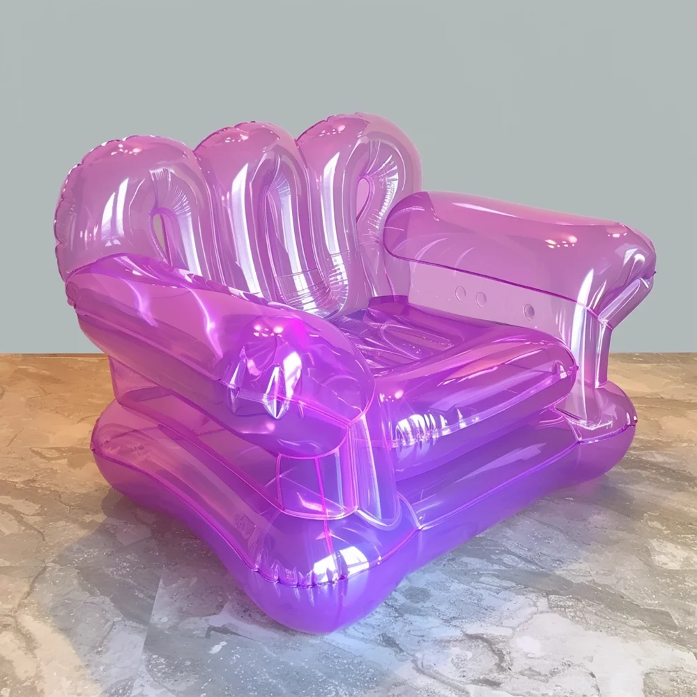 Clear Pink PVC Inflatable Air Sofa Set for Adults Plastic Outdoor Armchair with Ottoman Free Sample for Dining & Living Room Use