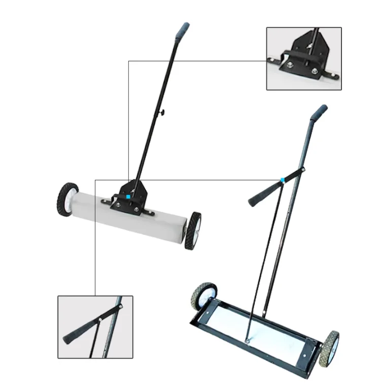 Simple structure Hand-push Heavy Duty Push-type Rolling Magnetic Pick Up Sweeper With Wheels