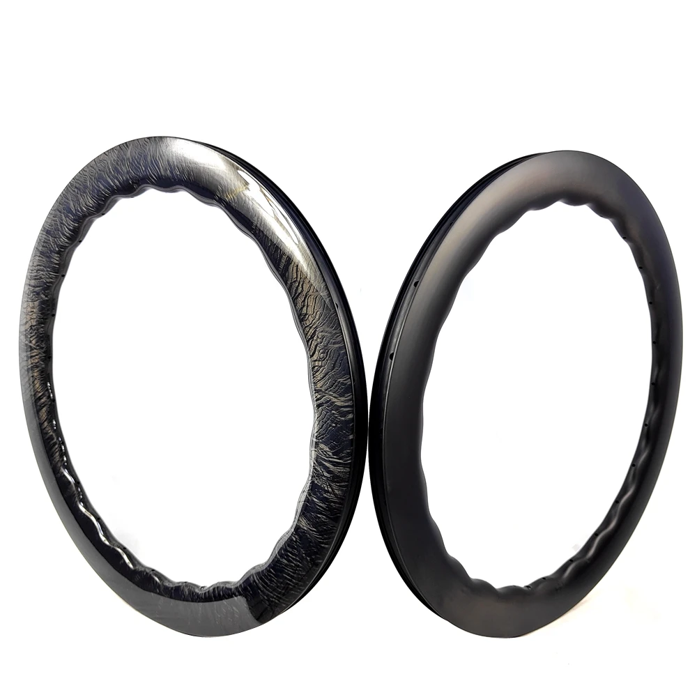 BIKEDOC RDTW28  New 700C Carbon Road Disc Rim Marbled Wavy Shape 24H Carbon Gravel Tubeless Wheels