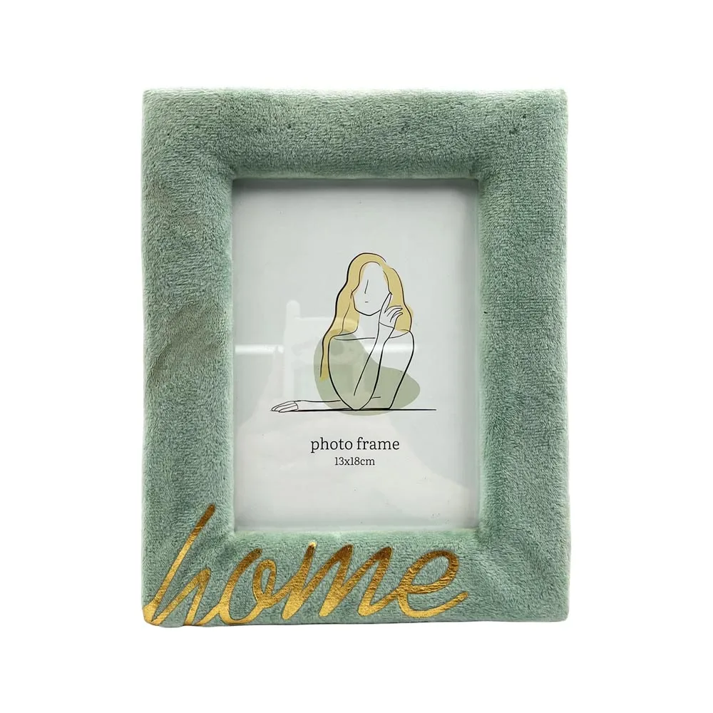 Hot sell 8 INCH Customized Colorful Design Soft Velvet PU Wood Photo Picture Frame for Gift