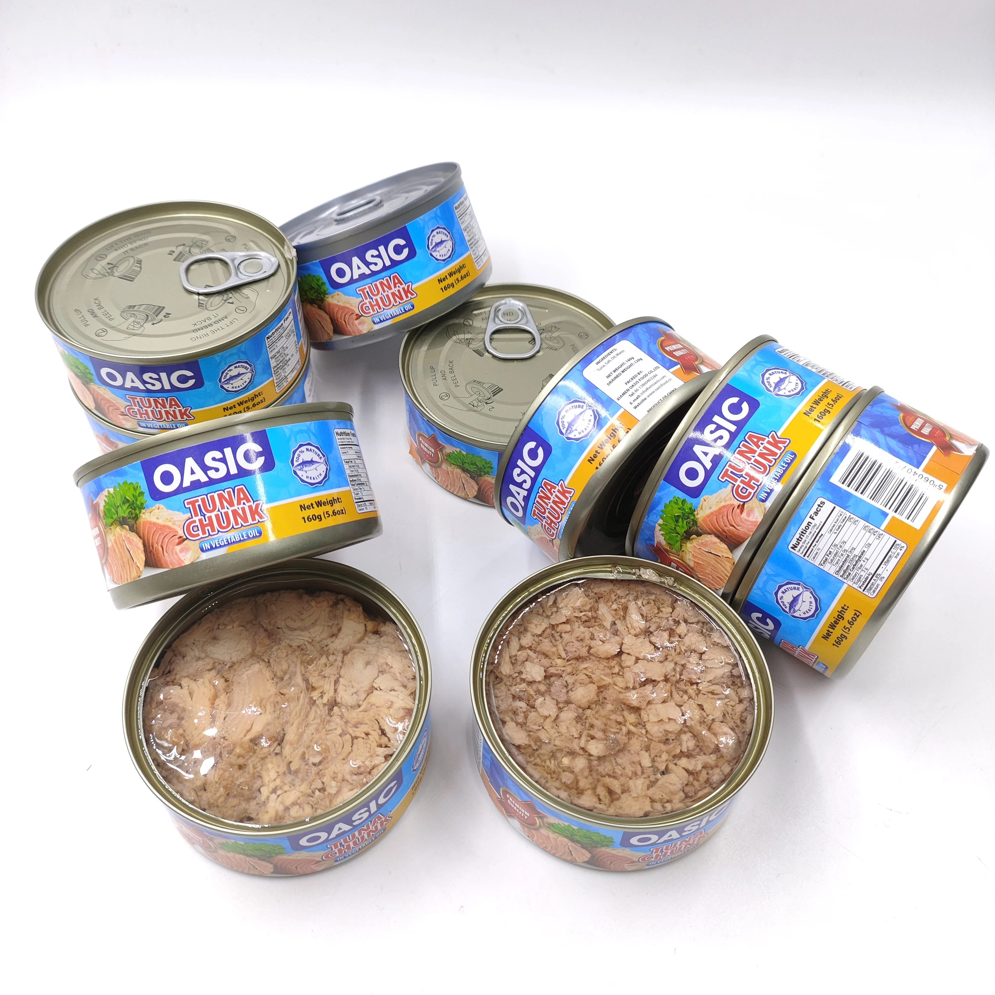 Fresh High Quality 160g Canned Tuna in Oil / Brine Factory Wholesale Skipjack Bonito HALAL