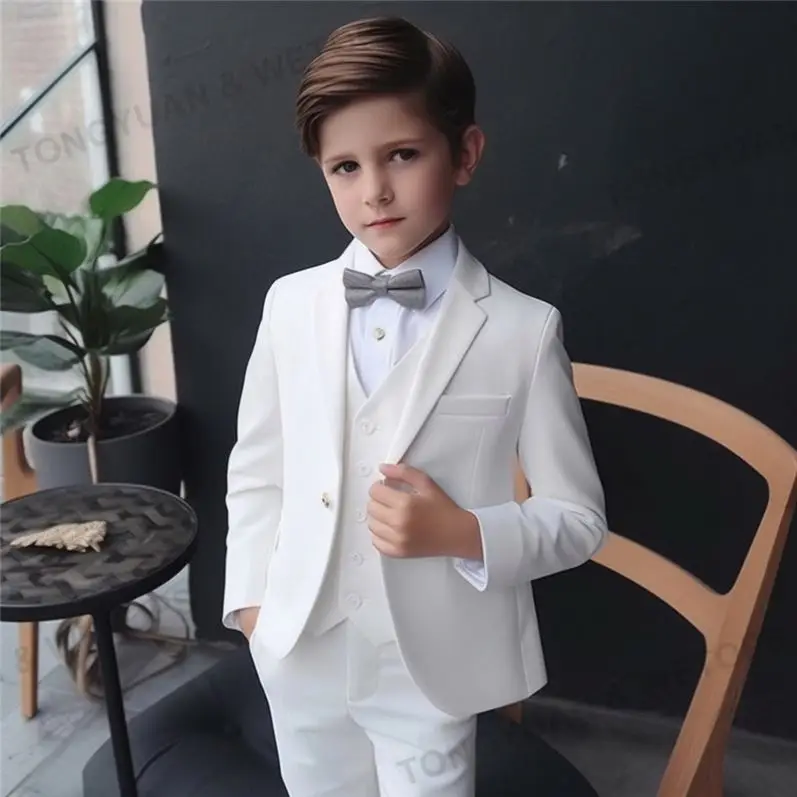 Custom Clothing Boys Clothes Sets Kids Formal Suits Long Sleeve Shirts Vest Pants 3PCS Children Tuxedos Outfits Fashion Party