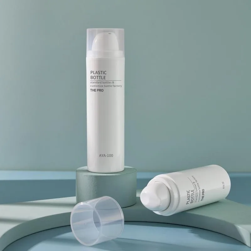 Luxury Free Sample 50ml 100ml 150ml White Cosmetic Empty PP Plastic Twist Pump Bottles For Skincare Serum Lotion Bottles