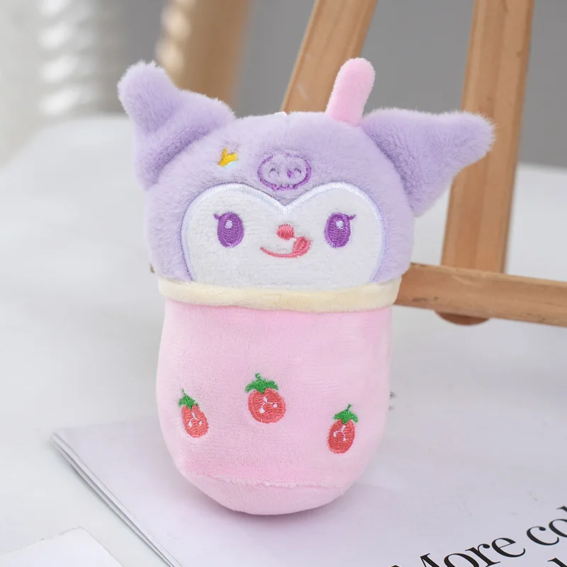 12Cm  Keychain Pendant Plush Toys Cute Stuffed Cartoon Dolls Sanrioo Milk Tea Cup Gifts Dolls