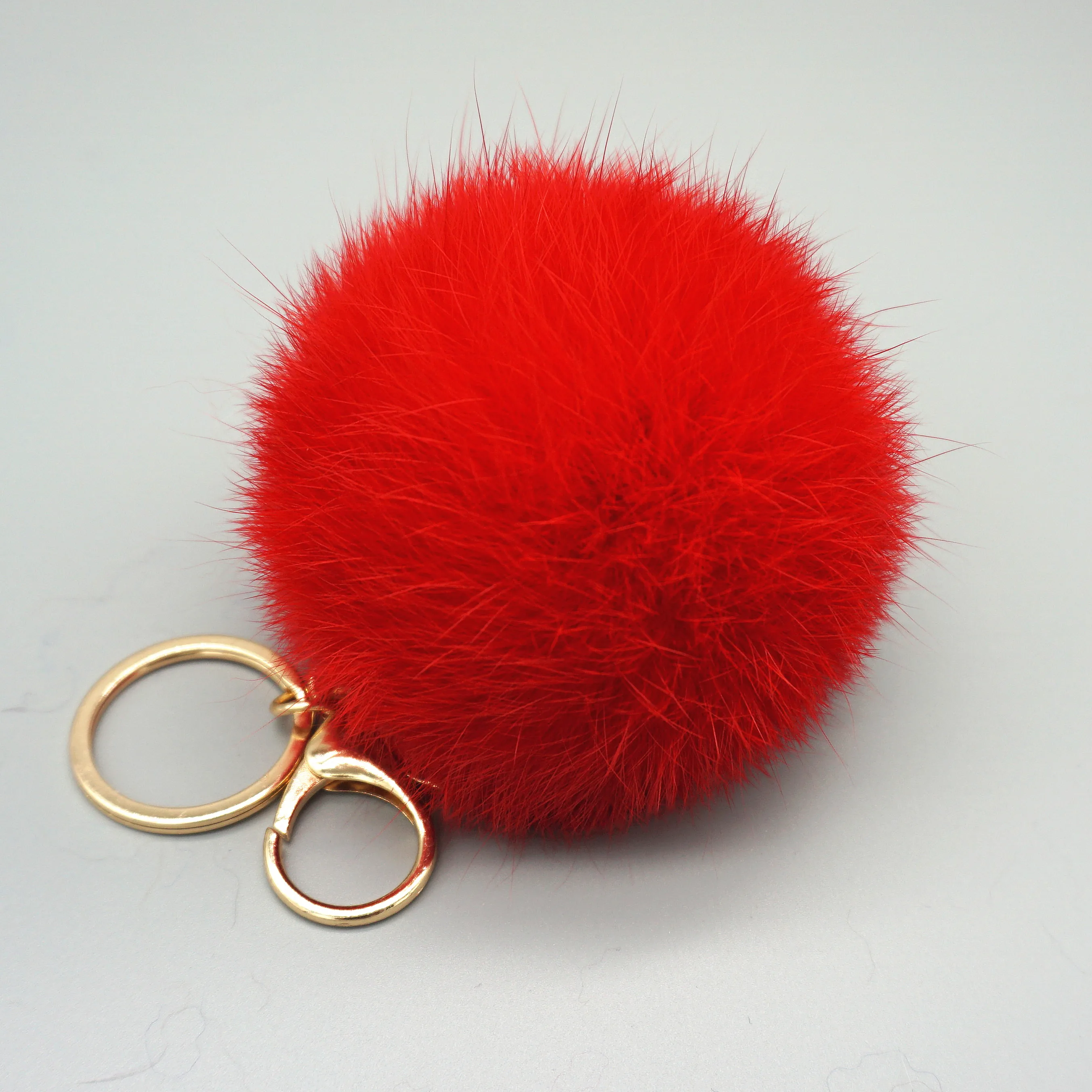 Wholesale Multicolor Good price cute all sizes real rabbit ball fur Pom Pom keychain as purse charm decoration