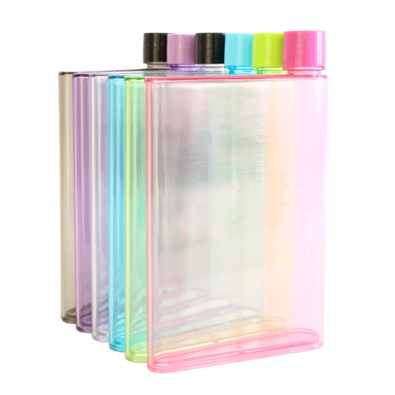 BPA Free Clear Book Portable Water Bottle Flat Drinks Kettle Notebook Bottle