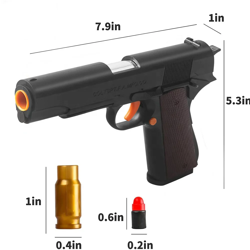 Toy Gun 1911 Shell Ejecting Soft Bullet Toy Gun For Adults Kids Foam Darts Blasters Small Pistol Outdoor Play Toys