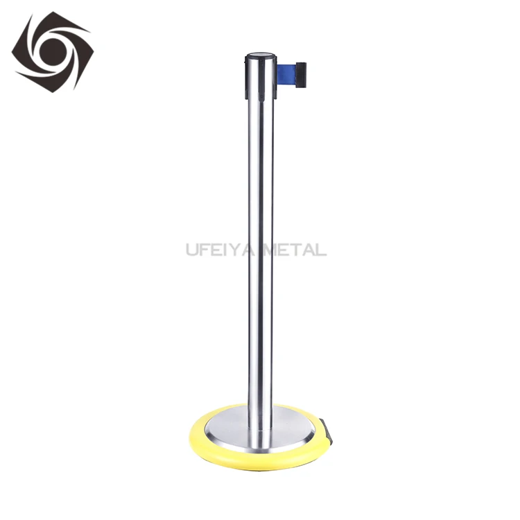 wholesale queue barrier crowd control retractable belt stanchion with wheel base for airport