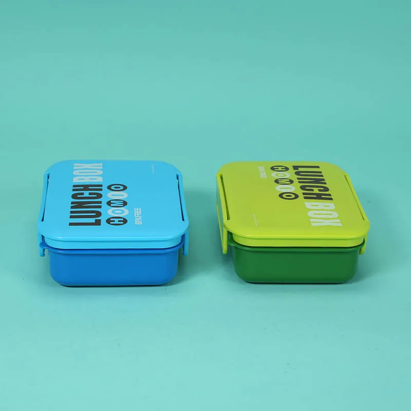 Homio 950ml Two Compartments Students Food Container BPA Free Plastic Leak-proof Lunch Box with Spoon