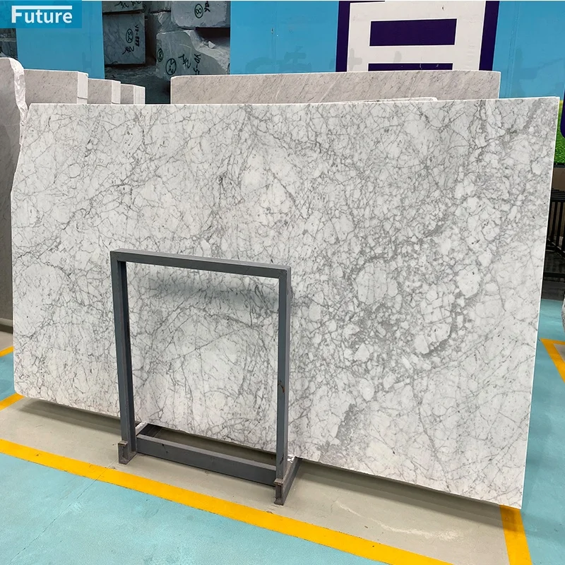 Natural Customize Size Italy Bianco Carrara White Marble Slab For Floor Tiles Kitchen Island Countertop Marble Stair Wall Panel