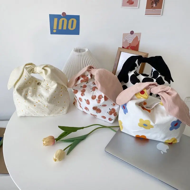 Big Capacity Eco Friendly Cotton Thermal Anime Kids Prints Insulated Bento Lunch Bag For Children Kids School