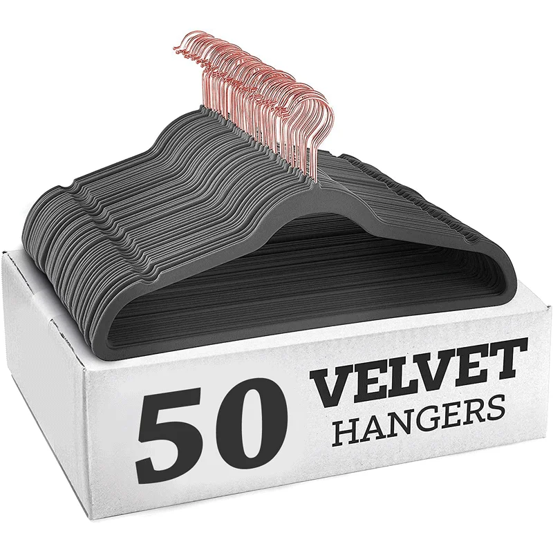 Lavinia high quality non slip flocking hanger premium black velvet hangers wholesale