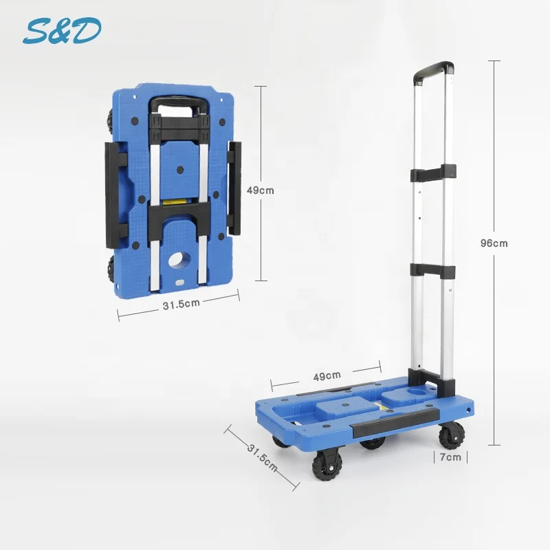 
125kg loading compact platform flatbed lightweight portable retractable five-wheel dolly folding luggage hand trolley cart truck 
