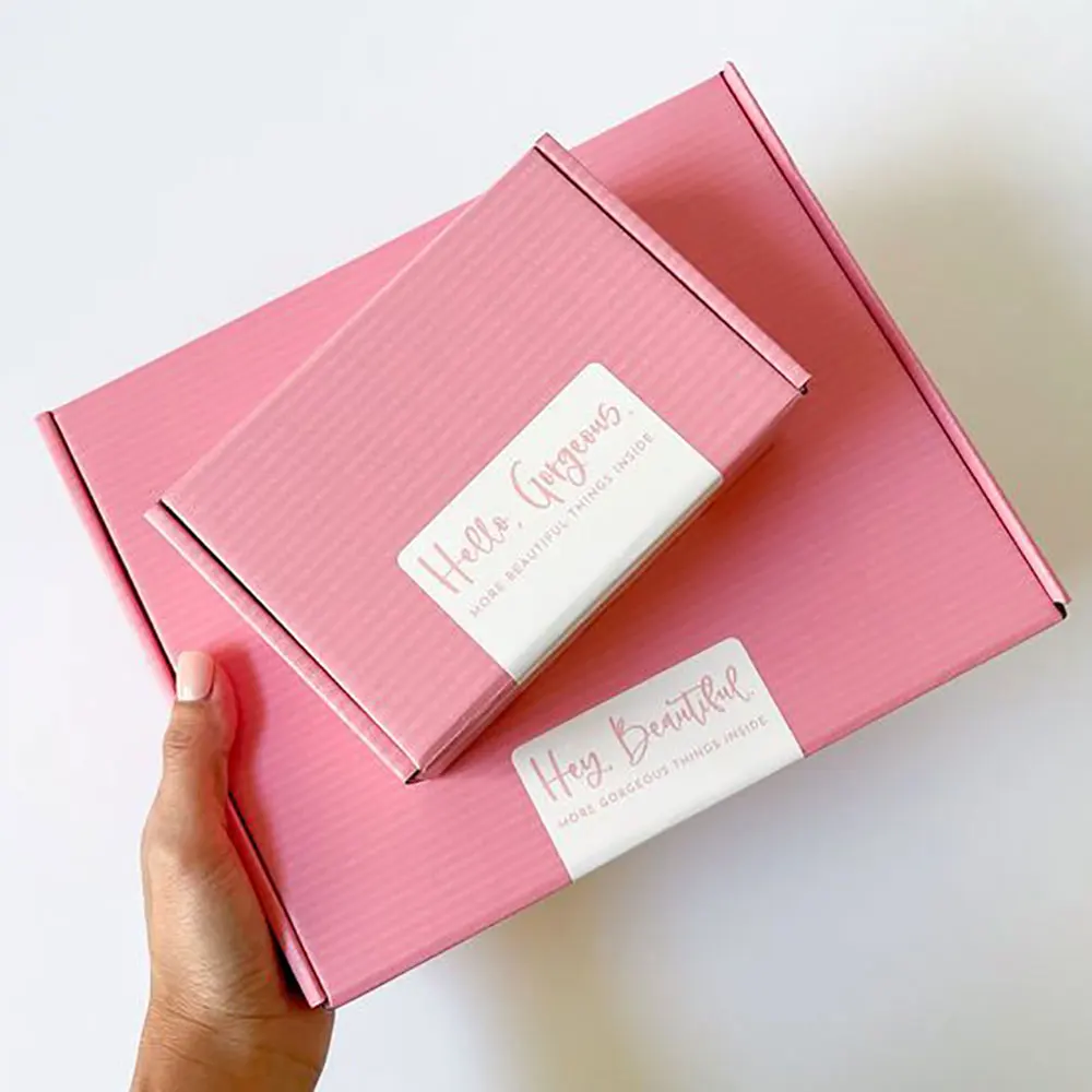 Custom pink shipping boxes for small business with logo express mailer box corrugated cardboard box packaging for clothing