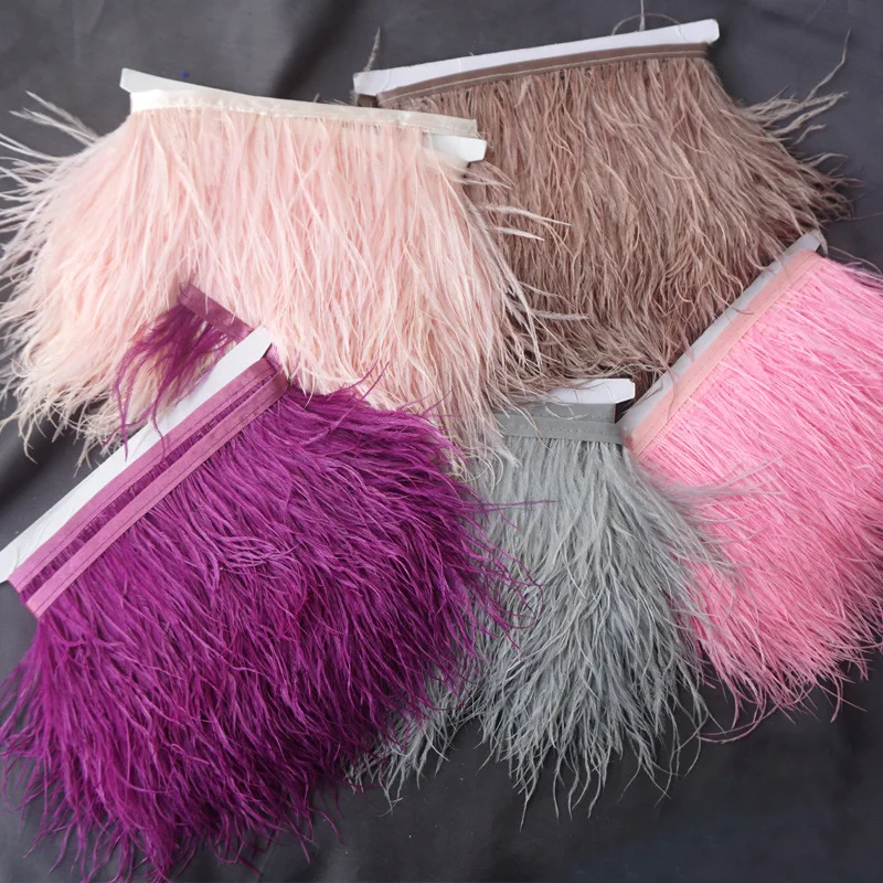Wholesale Customized Ostrich Feather Tassels 8-10CM DIY Dress Decoration Material Latin Dance Skirt Lace Clothing Accessories