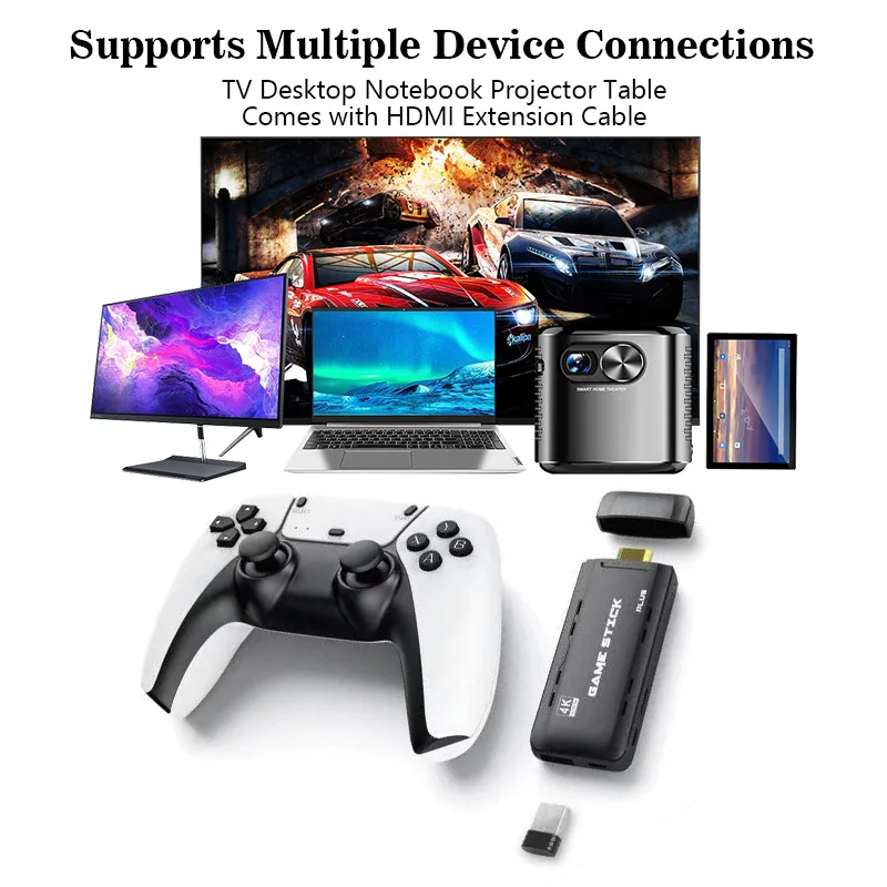 Retro TV Games Wireless Game Console 10000+ Classic Game Stick 4K Supports 20+ Emulators For PSP/PS1 For PS5 Joysticks Look