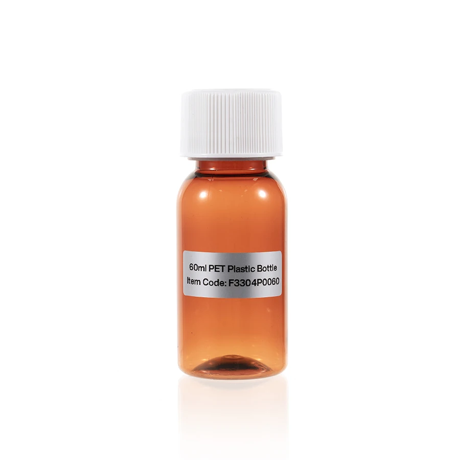 Wholesale Round Amber Small Container 60ml PET Plastic Syrup Bottles for Oral Liquid Packaging
