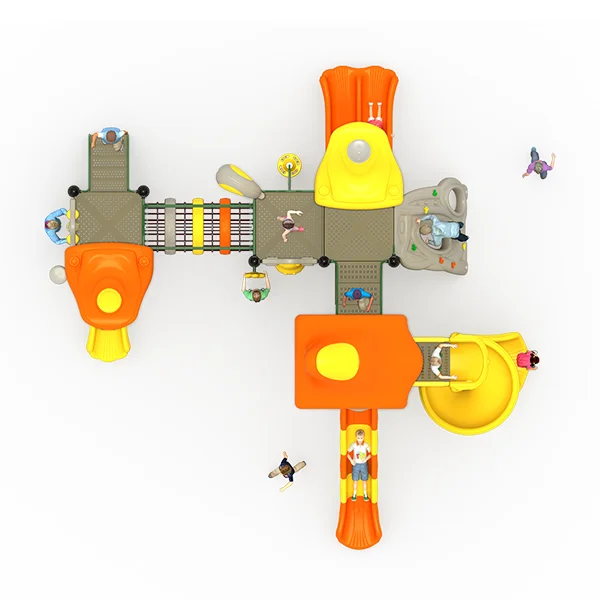 Customized Warm colors Design , Children educational  Equipment Plastic Outdoor Playground  with Multi functional slide