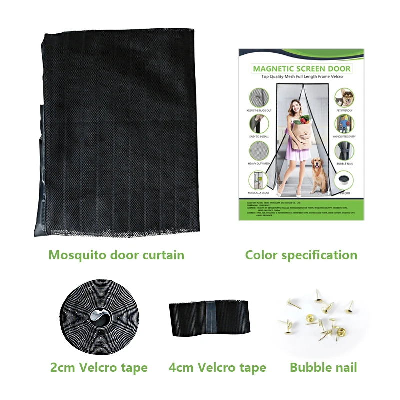Cross border hot sale mosquito screen door mesh curtain magnet fasteners magnetic door curtain with hook and loop