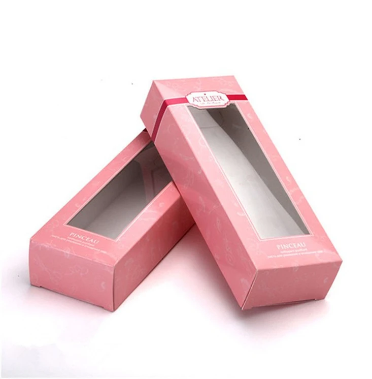 Coated Paper Recycled Materials Cosmetic boxes with PET window for lipstick