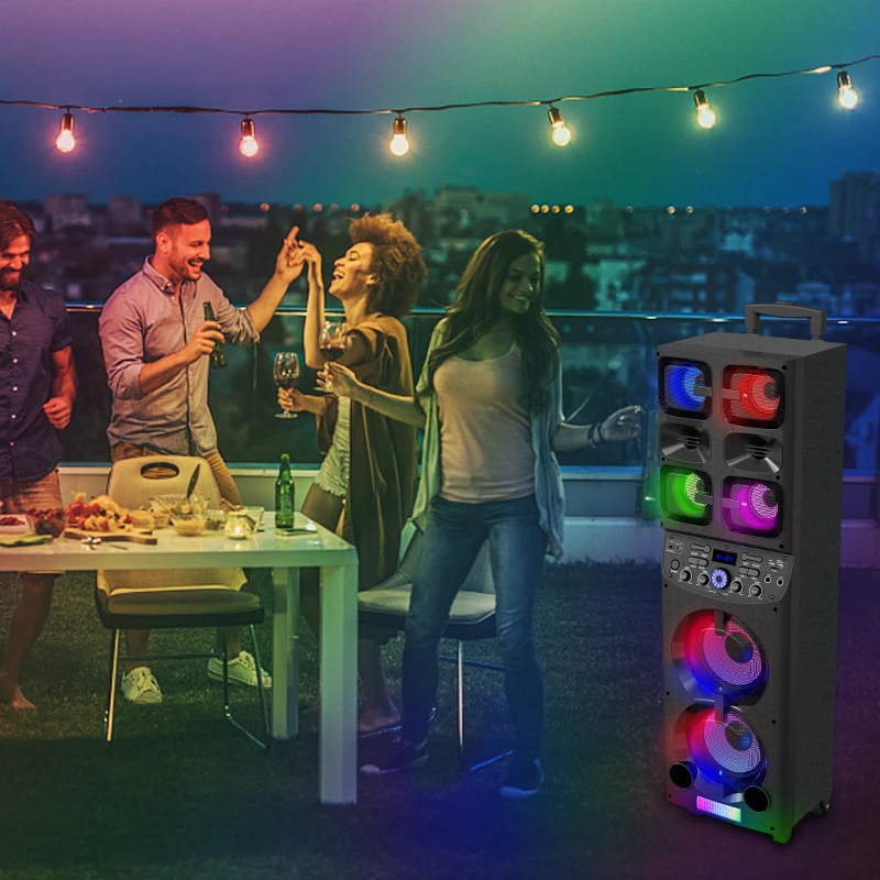 Factory Wholesale Portable BT Wireless Audio System Party Box Super Bass Trolley DJ Karaoke Party Bluetooth Xboom Speaker Box