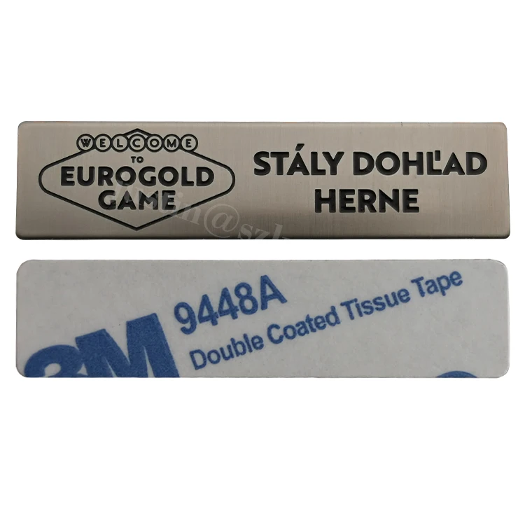 custom self adhesive stainless steel sticker logo private etching metallic label nameplate for furniture