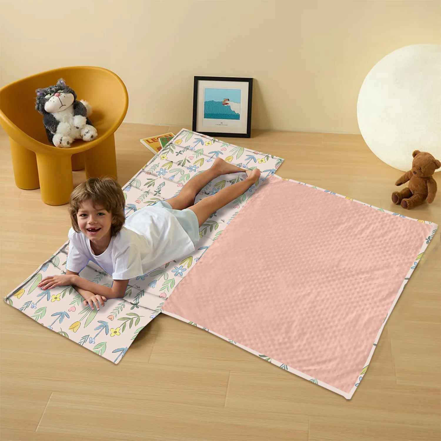 OEM Design Toddler Sleeping Kids Bag Nap Mat with Removable Pillow Soft Perfect for Kids Preschool, Daycare Polyester material