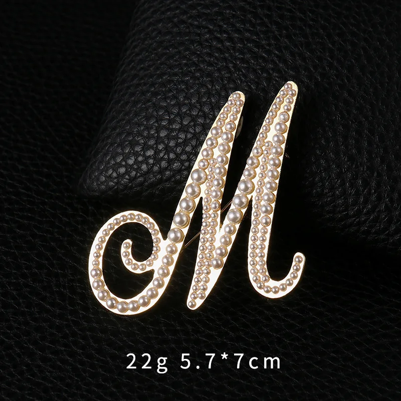 Pearl Letter Brooch Letter A/B/C/D/E/F/G/H/I/J/K/L/M/N/P/R/S/V/W/Y/Z Brooch Pins Alphabet Costume Corsage Channel Brooch Pins
