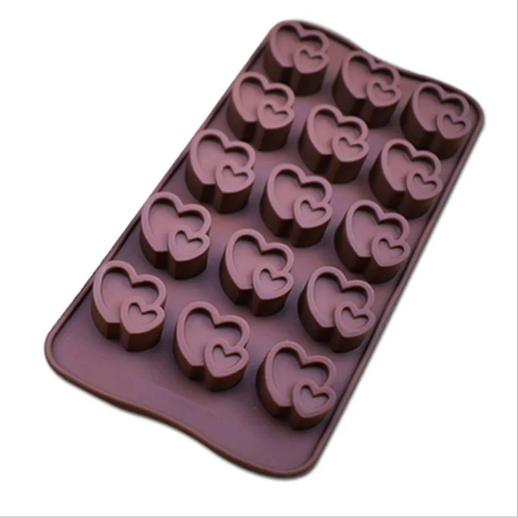 Factory direct sales silica gel 15 with chocolate heart-shaped ice lattice vertical sugar mold special baking tool