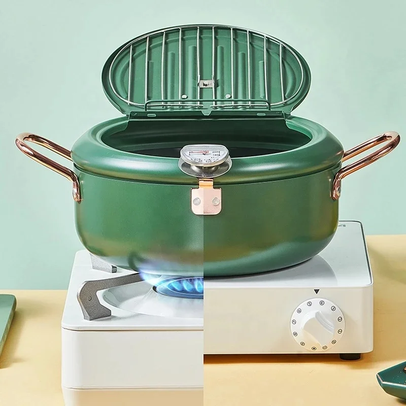 Fryer Household Controllable Temperature Cast Iron Small Fryer Induction Cooker Gas Stove Suitable Fry Pot For Flat Oil Pan