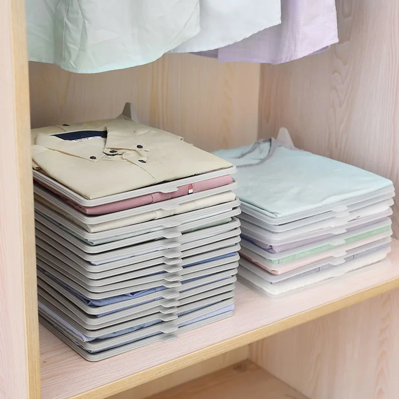 Closet Organizer and Shirt Folder Clothes Organizer Board Stackable Clothing Storage Trays