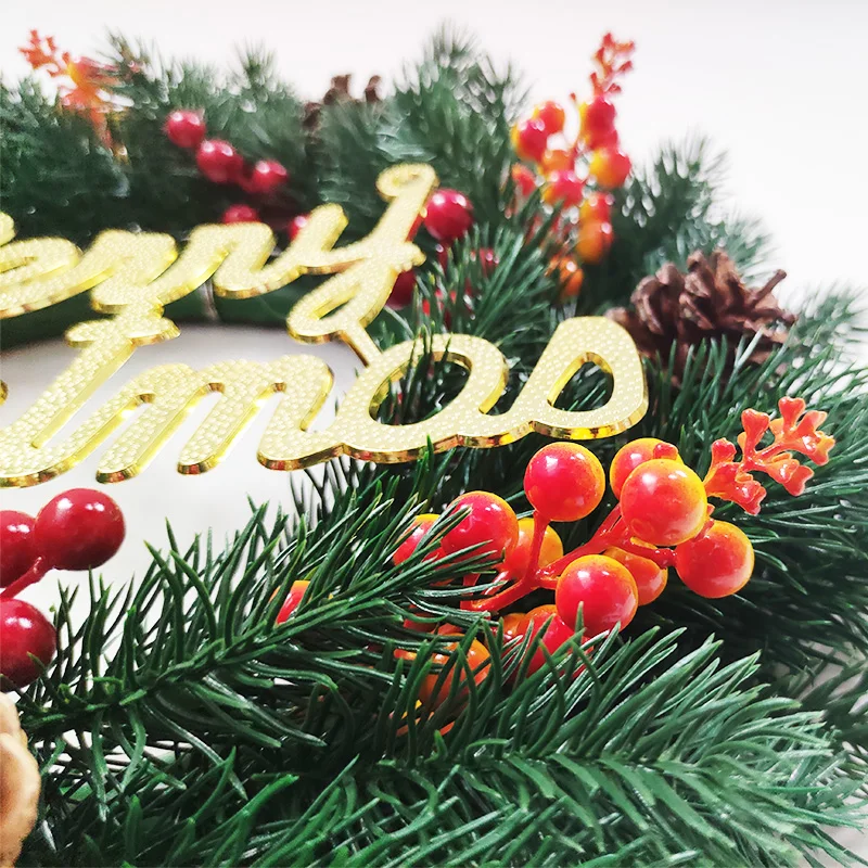 Popular wreath large 20 inches natural pine cone festival ornament decorations Christmas wreath with decorative red berry