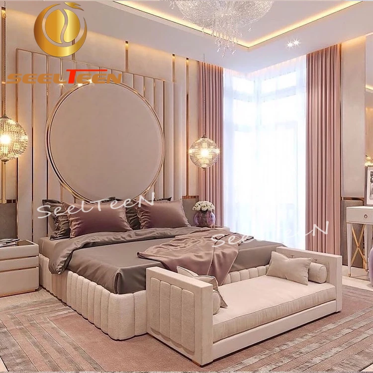 Pink Princess Girl Lady Bedroom Design Villa Hotel Furniture Bedroom Set