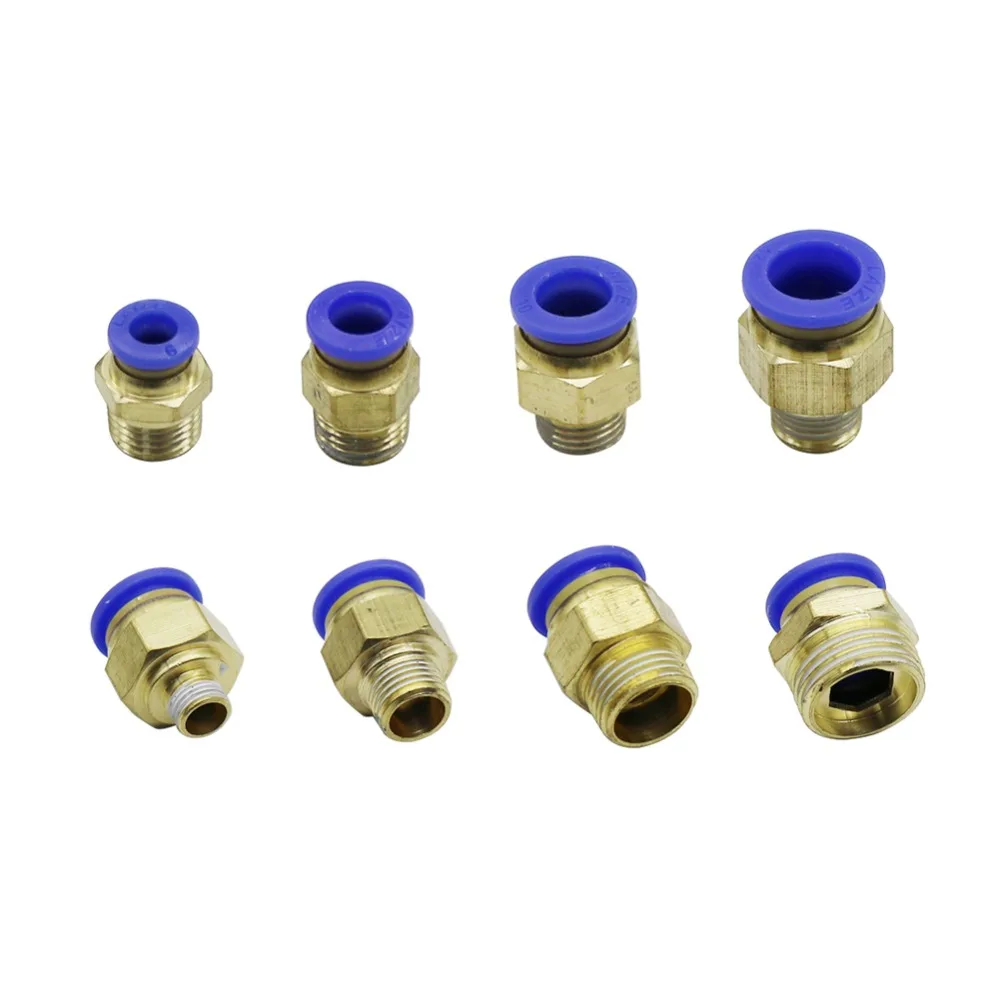 Garden Irrigation 1/8' 1/4' 3/8' 1/2' Male Thread to 6mm Straight Push In Connector Air Compressor Pneumatic Fittings
