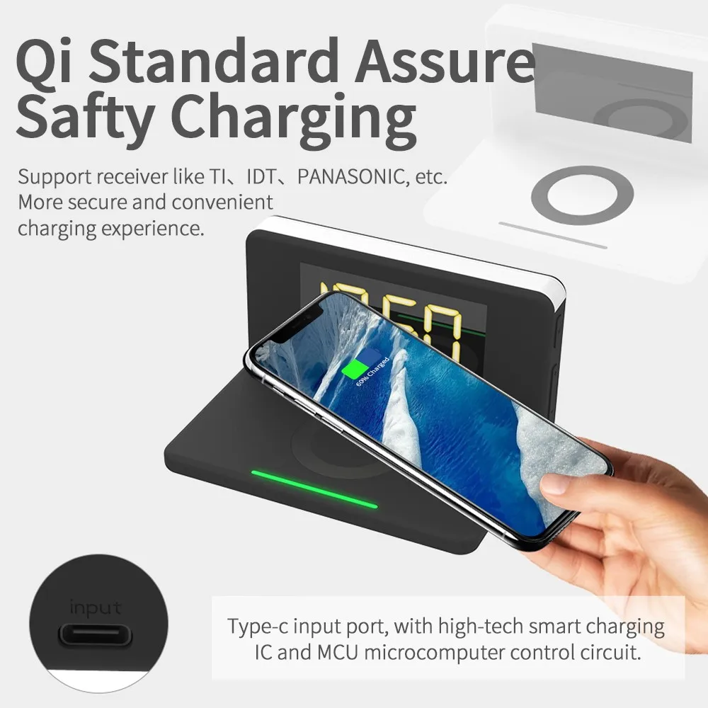 Новинка 2021 10 Вт будильник мобильный телефон 4 в 1 или 3 в 1 Быстрое беспроводное зарядное устройство Qi подставка для лампы